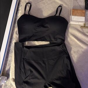 SKIMS Black Bralette and High-Waist Leggings Set